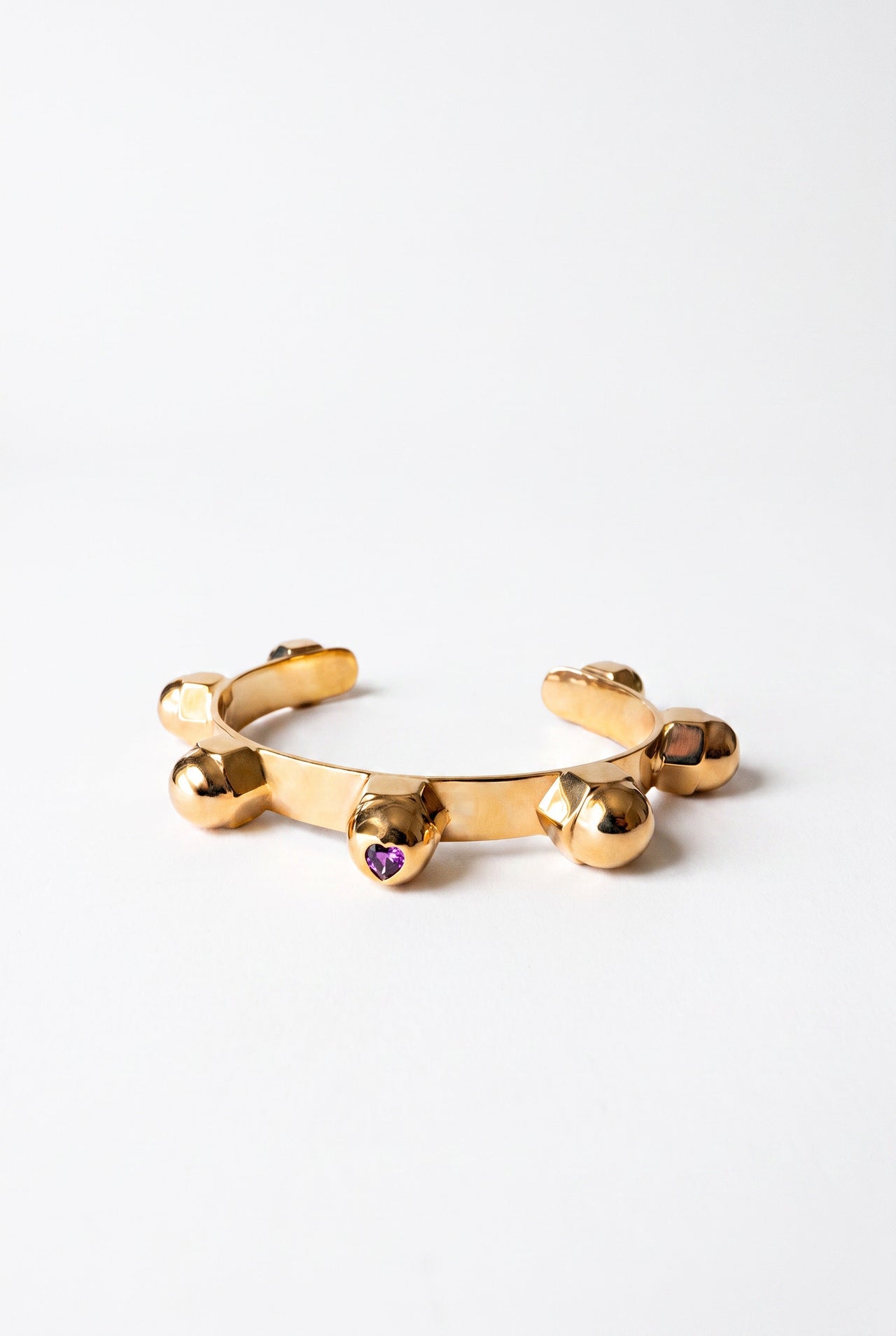 Gold Cuff Sculptural Tourmaline Heart Bracelet