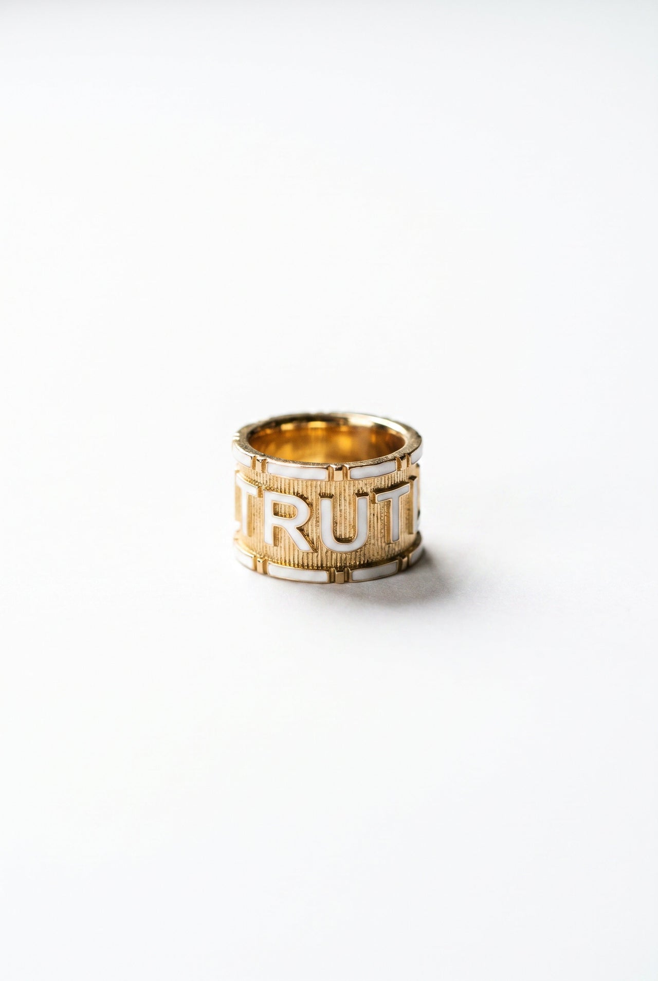 White Enamel Truth Enamel Ring