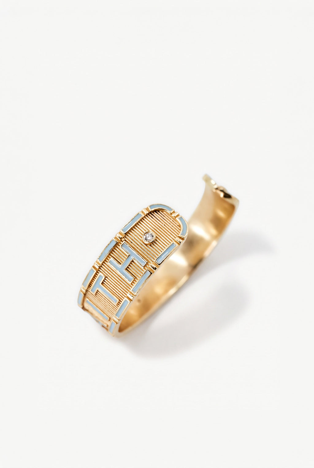 Truth Faith Cuff Bracelet Ruby Heart Light Blue Enamel Gold