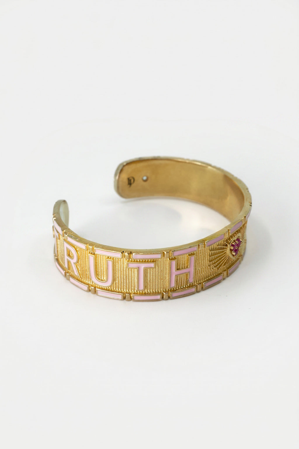 Light Pink Enamel Cuff Ruby Truth Faith Bracelet