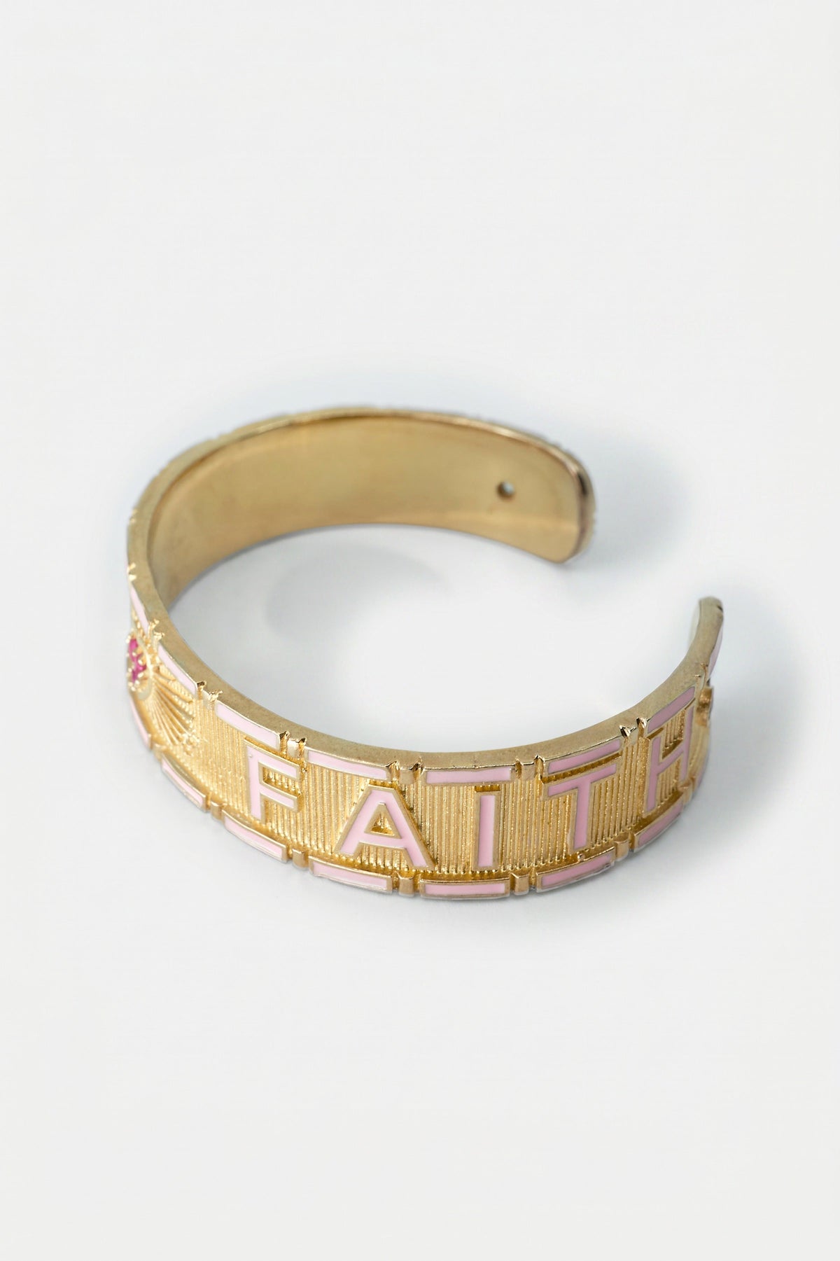 Light Pink Enamel Cuff Ruby Truth Faith Bracelet