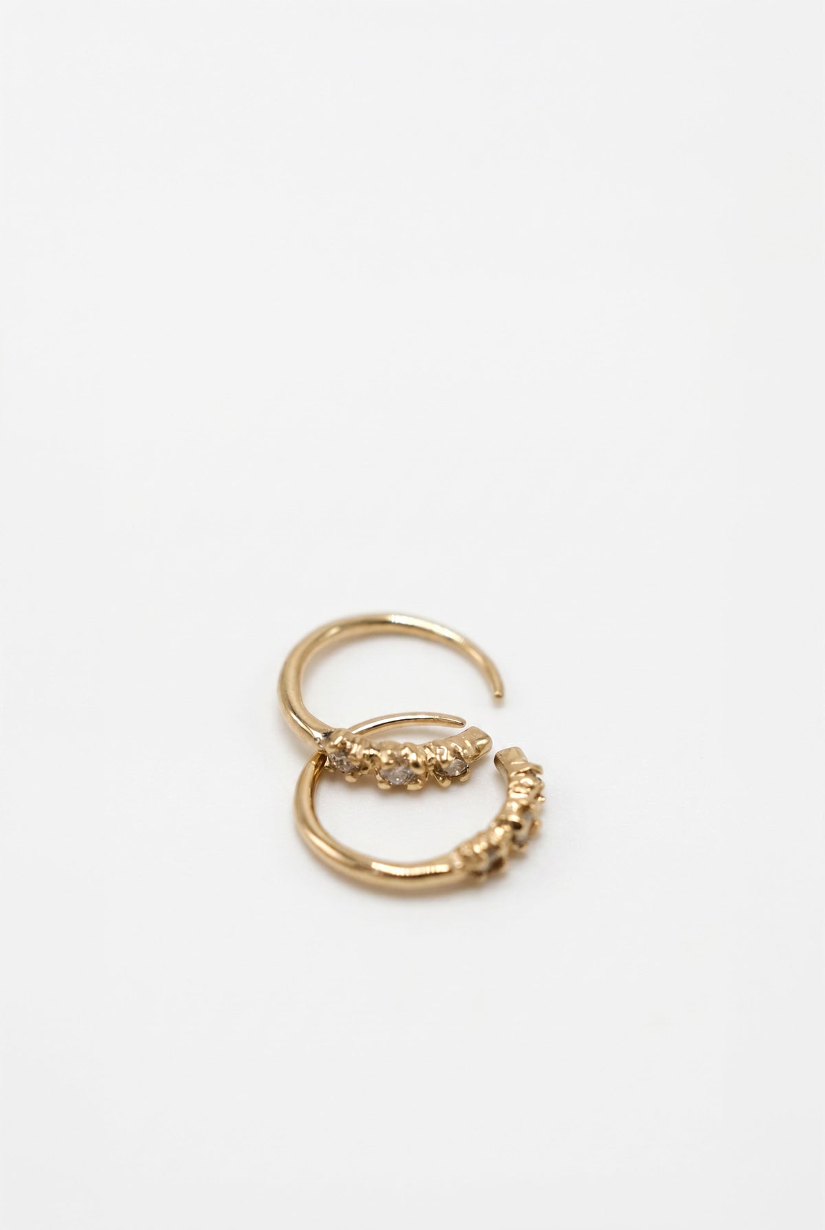 White Diamond Huggie Earrings Gold
