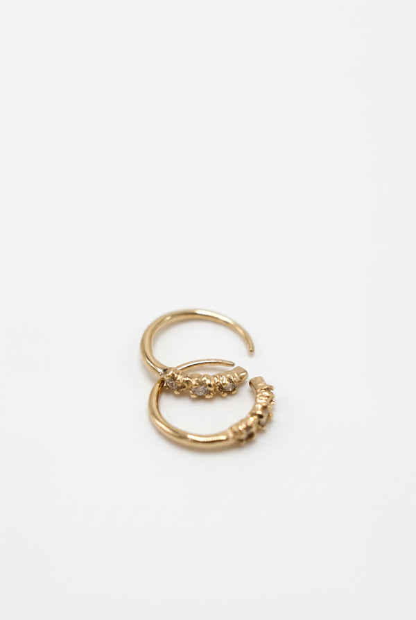 White Diamond Huggie Earrings Gold