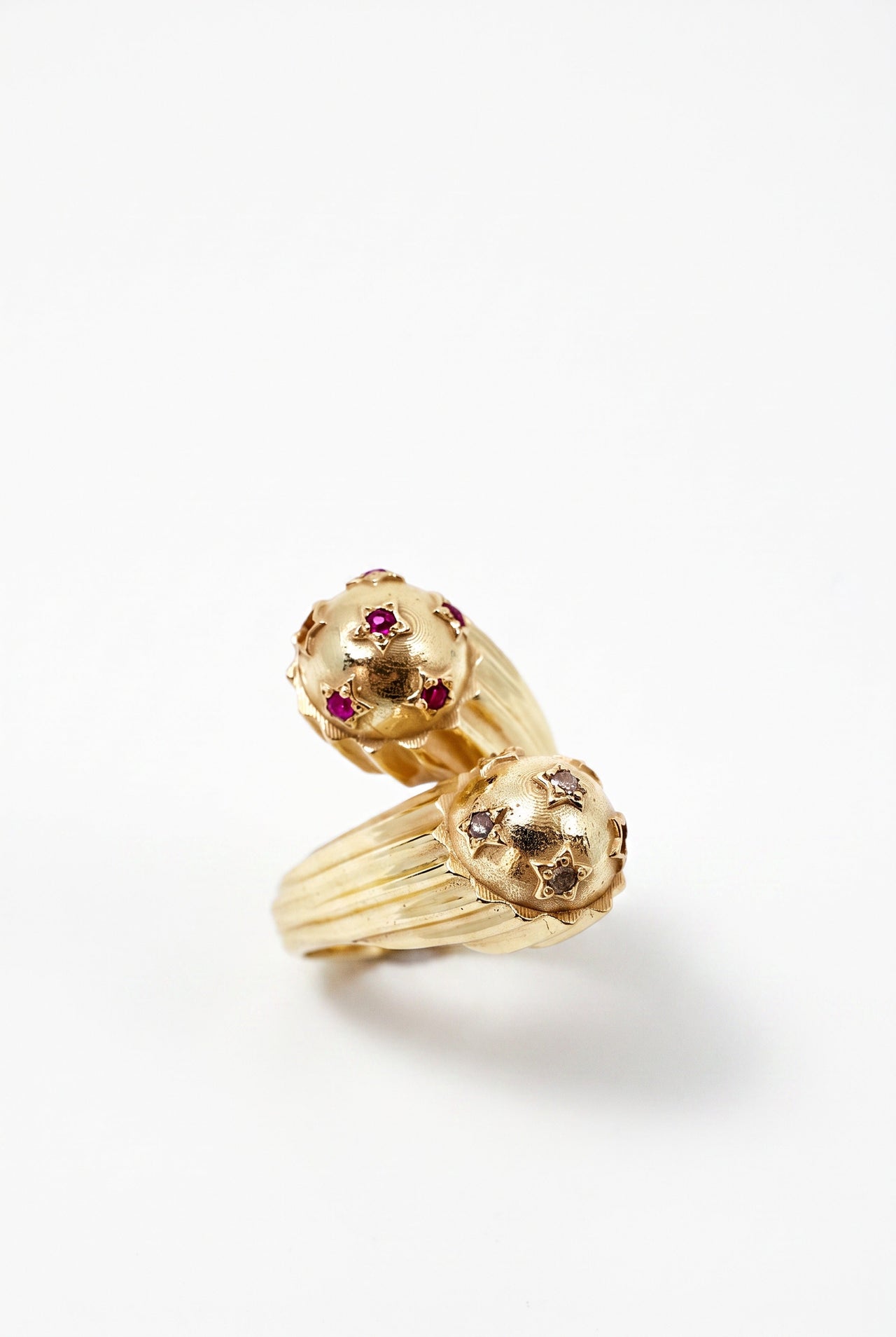 Ruby Diamond Bypass Ring Star