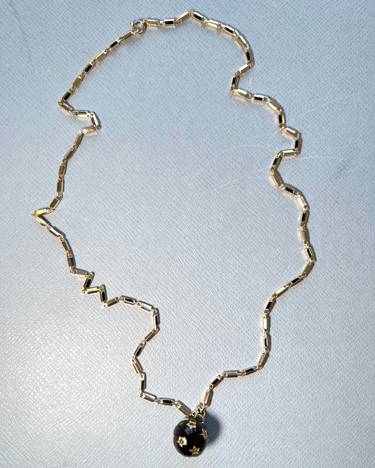 White Diamond Black Diamond Enamel Sphere Necklace