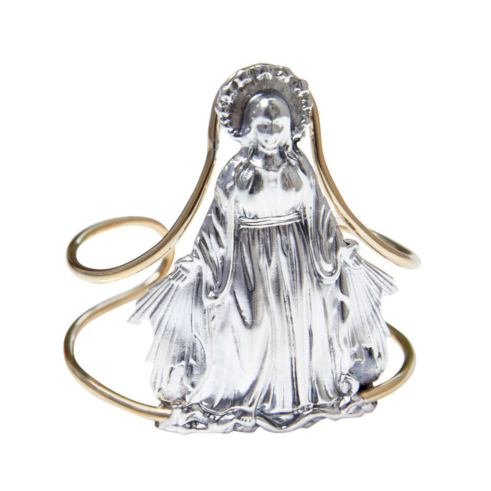 Virgin Mary Cuff Bangle Silver