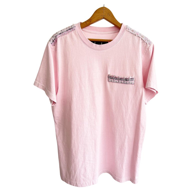Silver Gold Lurex Pink Tweed Light Pink T-shirt Organic Cotton